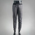 Prada dark gray drawstring pants with elastic waistband and tapered jogger legs