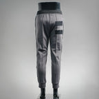 Prada dark gray jogger pants with back patch pocket and ribbed ankle cuffs