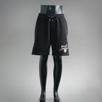 Prada black drawstring shorts with front logo patch