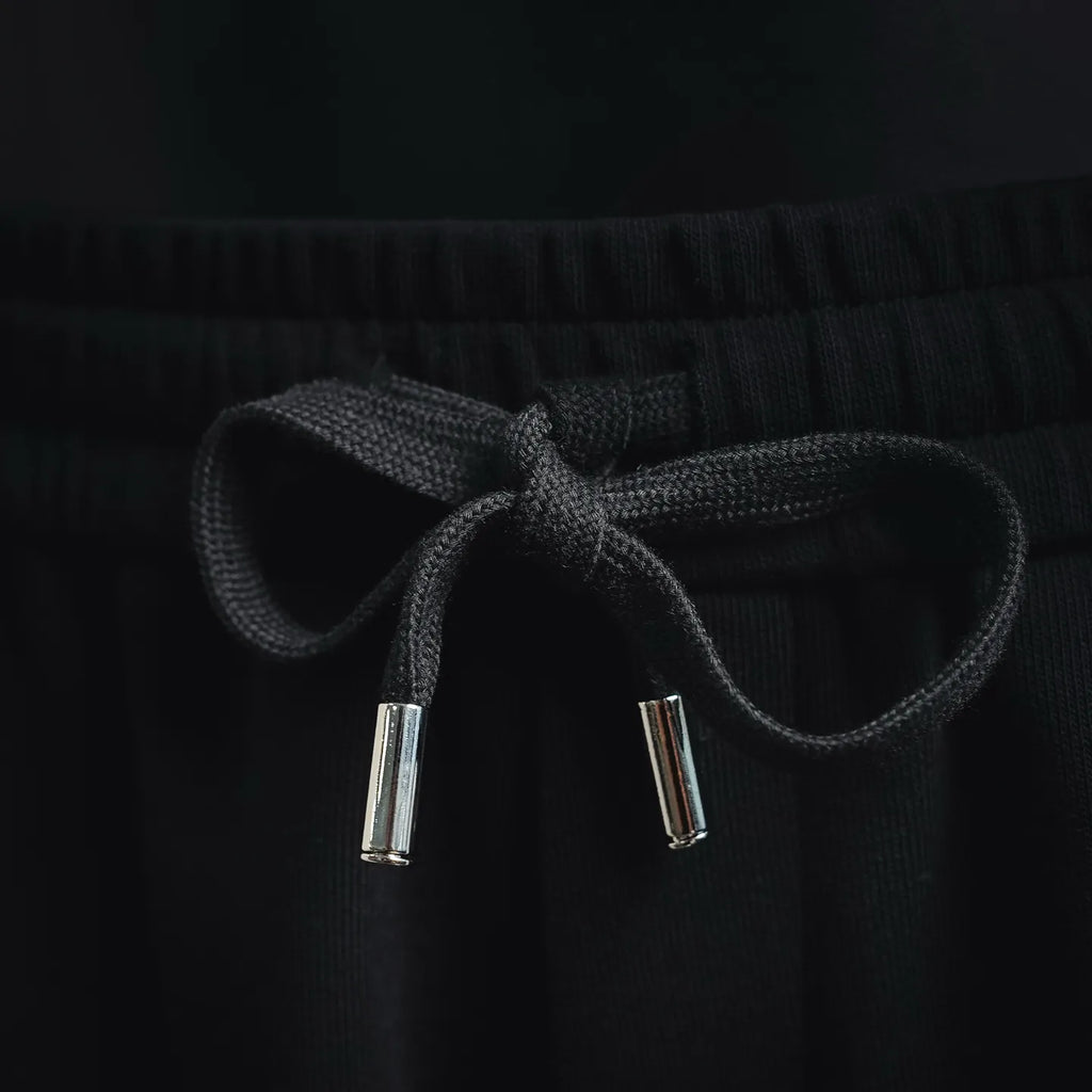 Prada black drawstring shorts with metal-tip cord ends