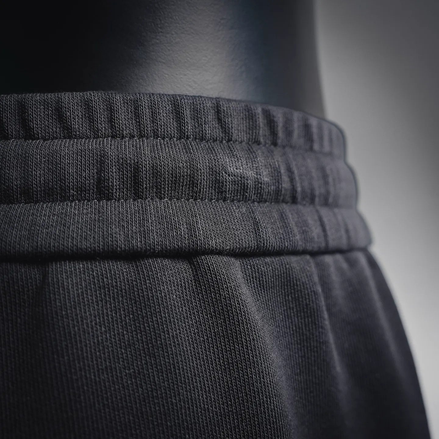Prada black elastic waistband with stitched fabric texture