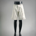 White tailored shorts with belt loops and button closure