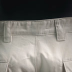 White shorts waistband with belt loops and stitched front closure