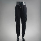Black Prada cargo pants with drawstring waist and side utility pockets