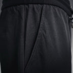 Black back panel with stitched seam and gathered waist drape