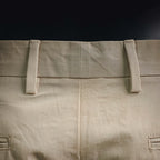 Beige Prada pants waistband with belt loops and buttoned closure