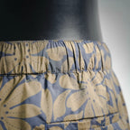 Prada shorts waistband with gathered elastic, blue and tan floral print