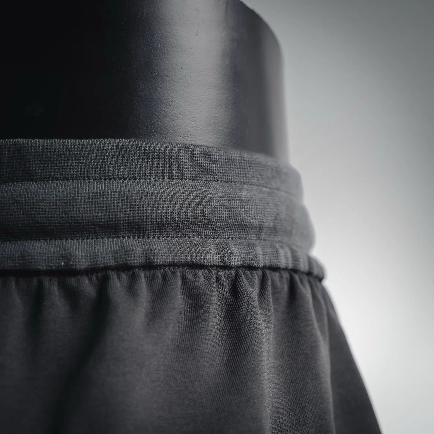 Prada black elastic waistband with gathered fabric under the band