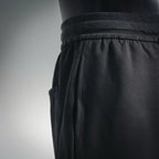 Prada black shorts front with elastic waistband and side seam