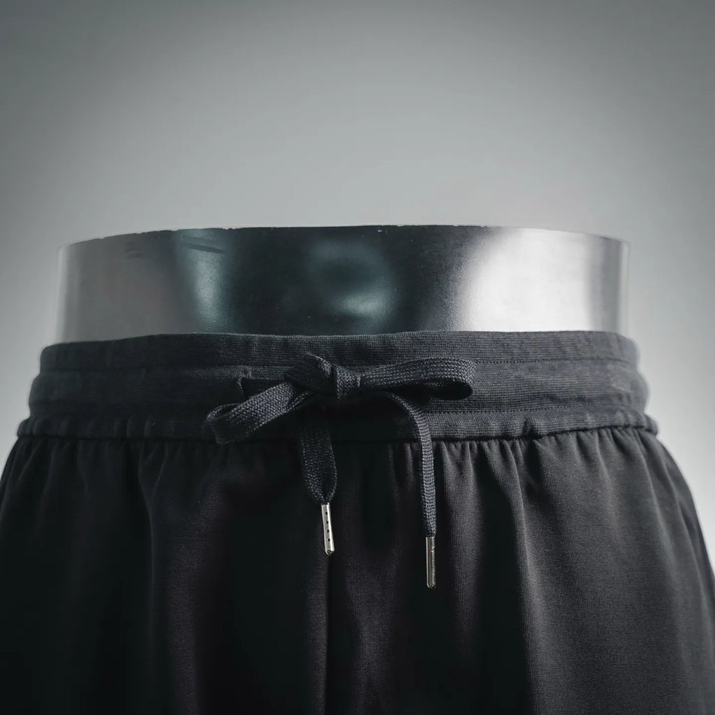 Prada black shorts waistband with drawstring and metal aglets