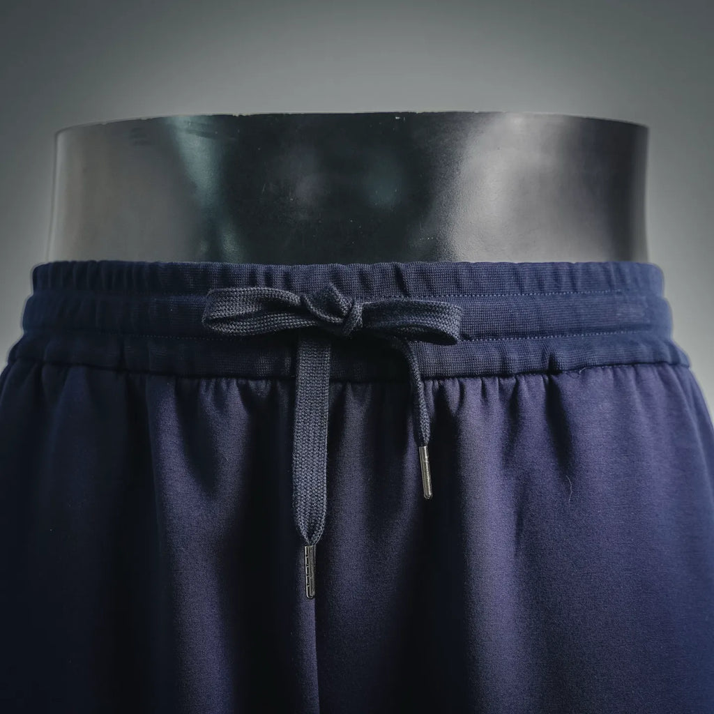 Navy shorts with drawstring and elastic waistband