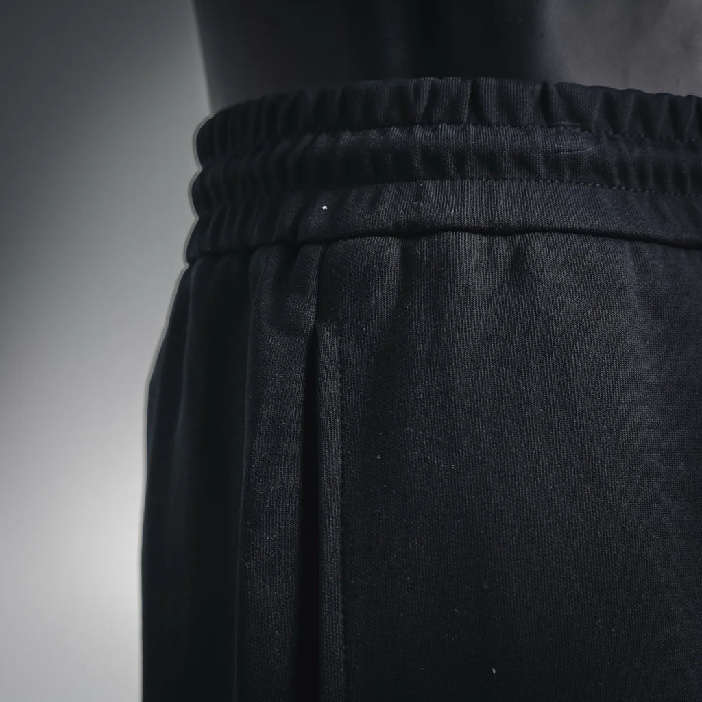Black Prada shorts with drawstring and side seam detail