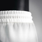 White elastic waistband with gathered texture detail