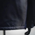 Navy padded jacket hem with stitched cuff detail