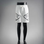 White Prada drawstring shorts with printed logo on front pockets