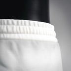 White shorts waistband with elastic gathers