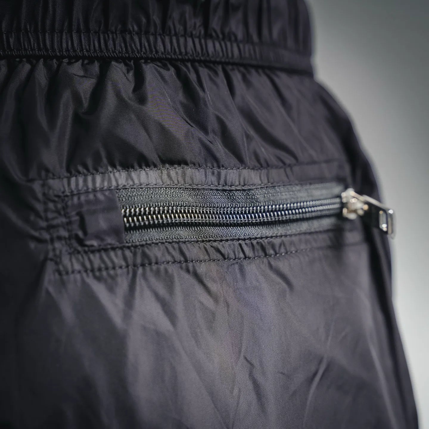 Prada black shorts with zip pocket and textured fabric