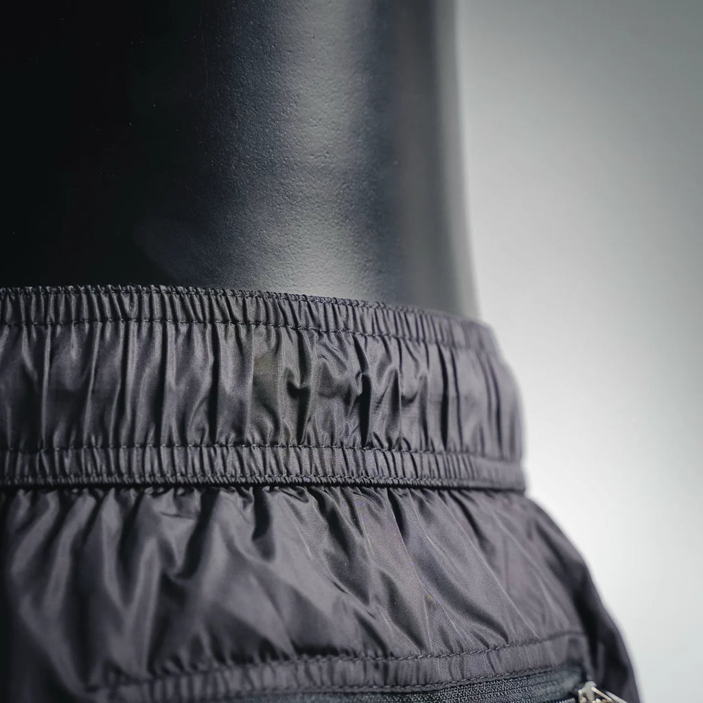 Prada black shorts waistband with elastic ruching