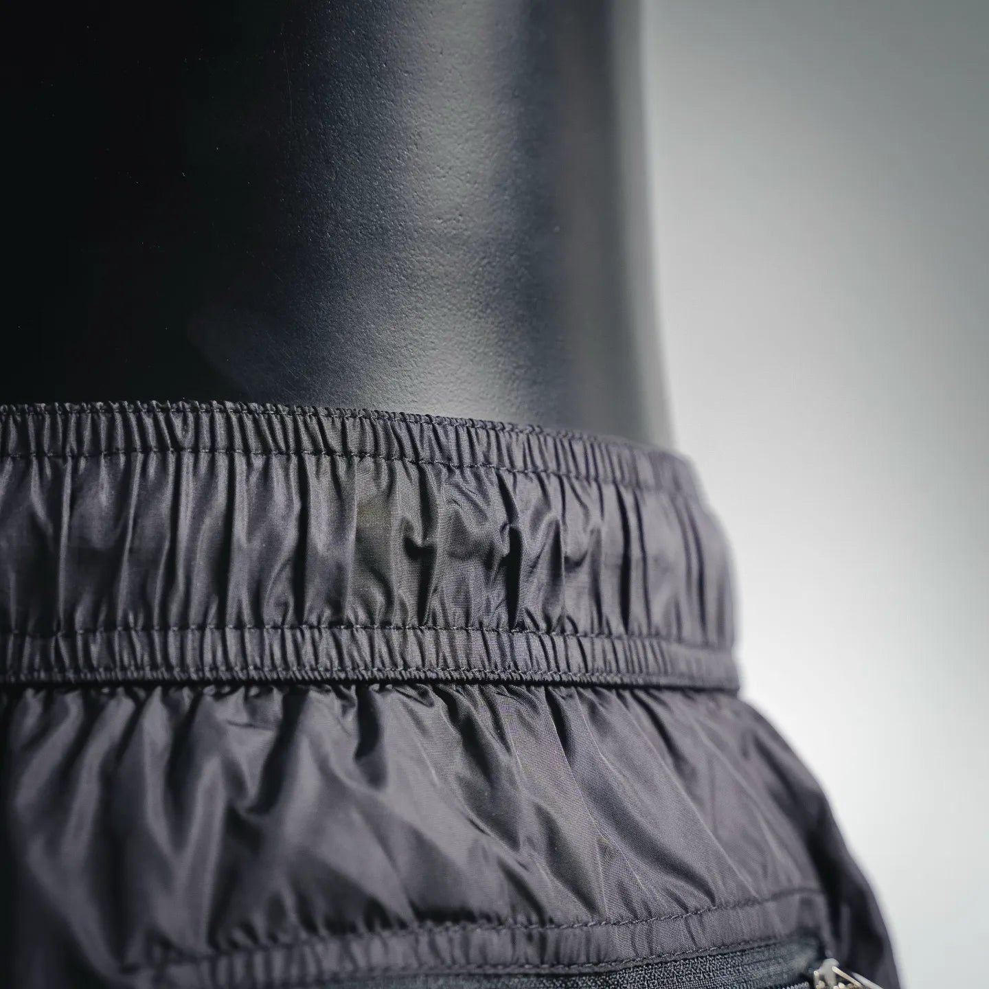 Prada black shorts waistband with elastic ruching