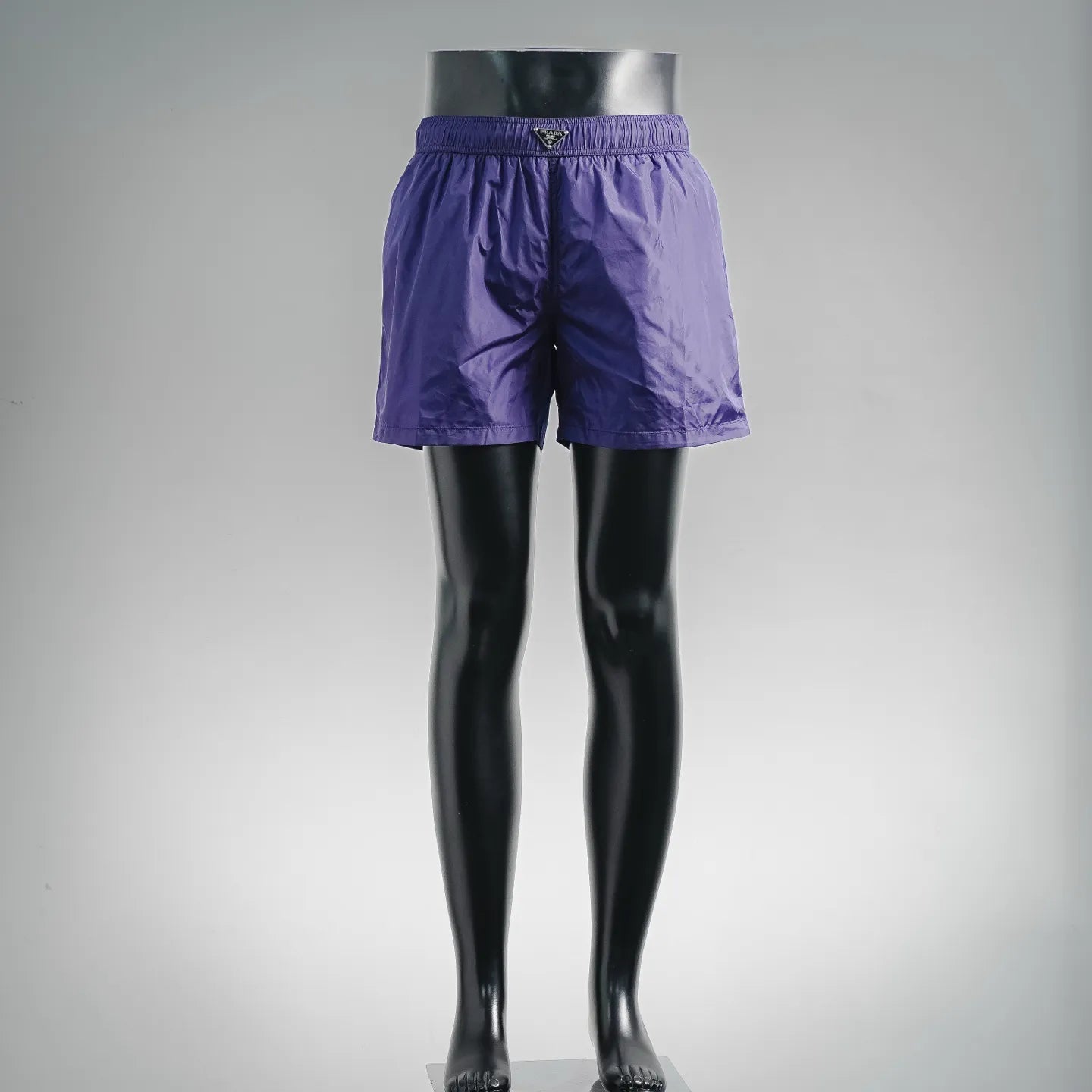 Prada purple nylon shorts with elastic waistband and relaxed fit