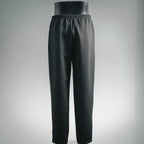 Prada dark trousers with elastic waistband and straight, tapered legs