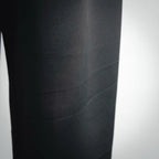 Prada dark pants close-up of fabric and side seam