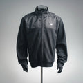 Prada dark zip-up jacket with stand collar and triangular logo patch