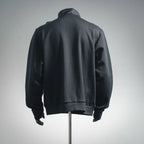 Prada dark zip-up jacket, back view with stand collar