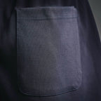 Dark shorts front patch pocket with curved edges and visible seams