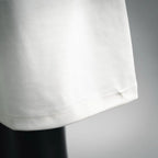 White shorts hem with visible fabric weave and clean stitched edge
