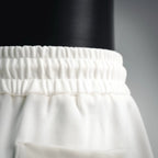 White shorts elastic waistband with gathered detail