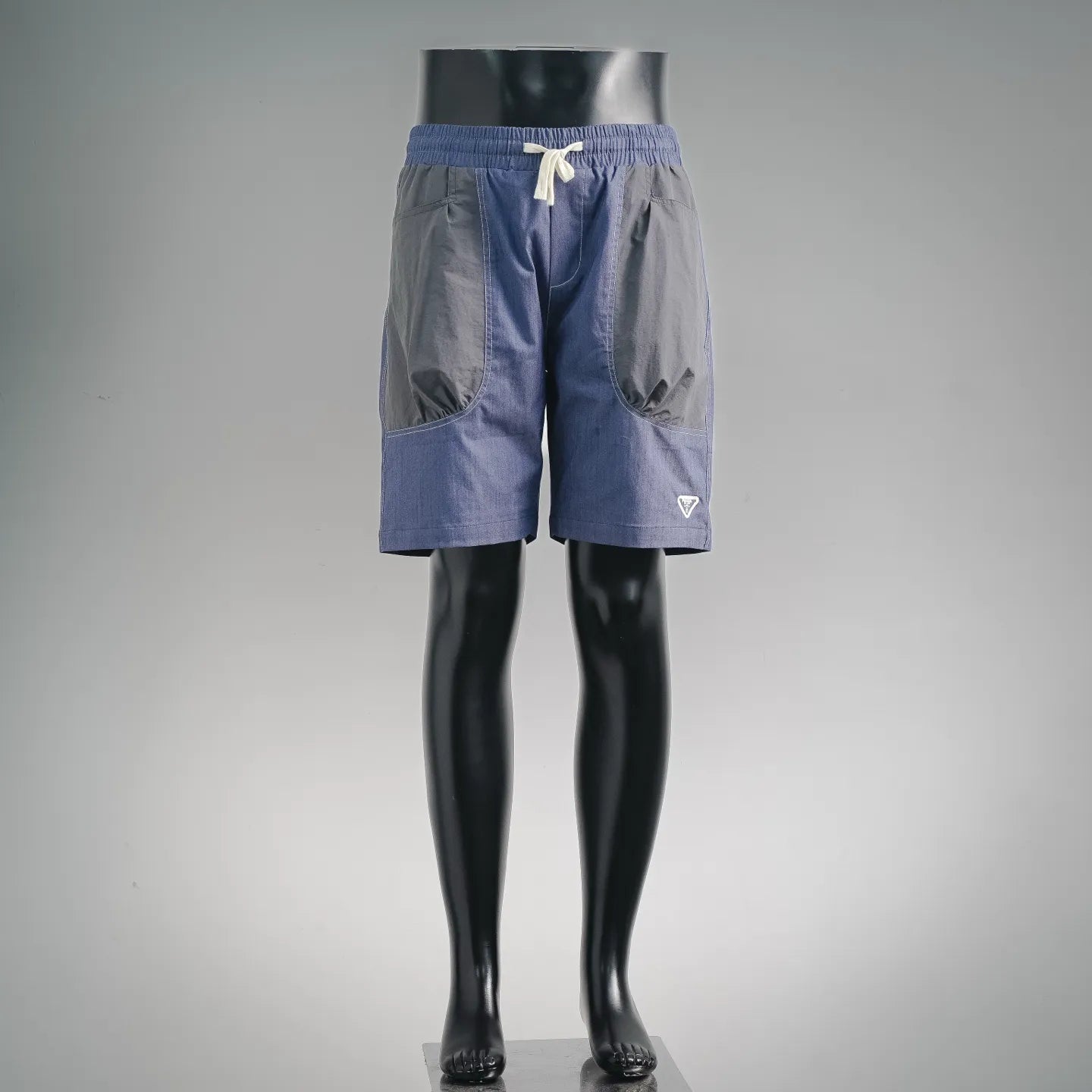 Prada blue drawstring shorts with elastic waistband and side pockets