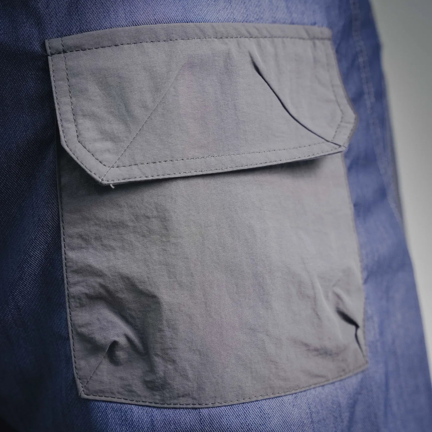 Prada blue shorts with stitched flap pocket