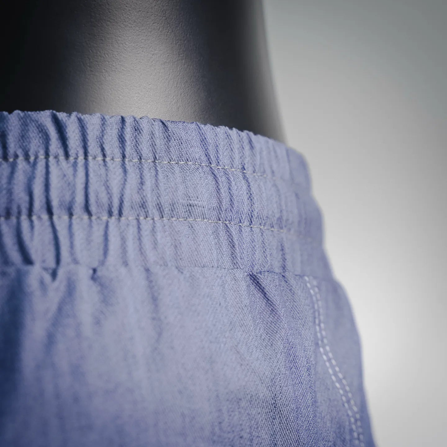 Prada blue elastic waistband with gathered stitching