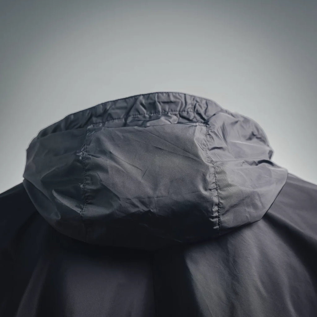 Prada hooded jacket with gathered hood and adjustable seam