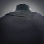 Black sweatshirt neckline with ribbed knit collar detail