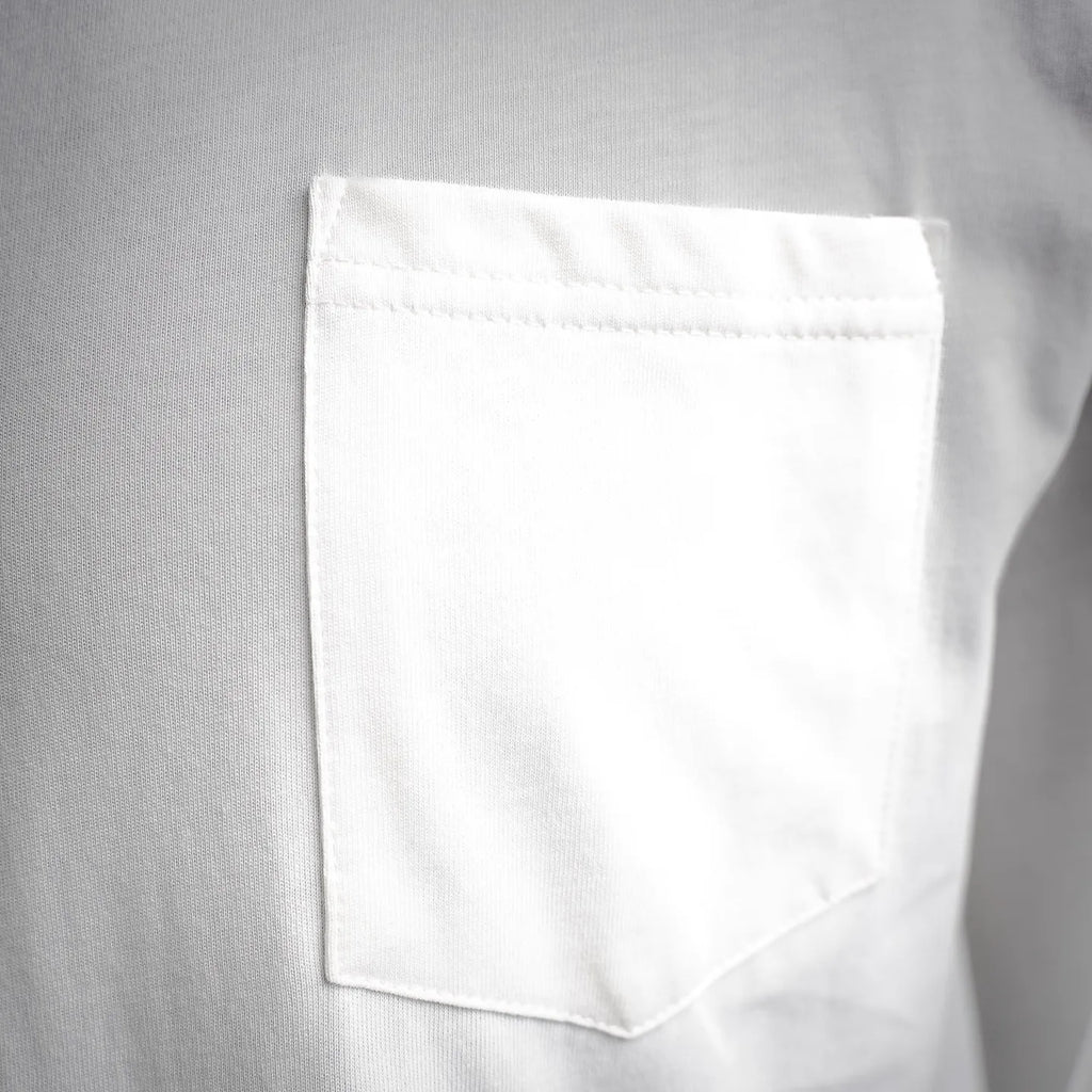 White long-sleeve T-shirt with rectangular chest pocket