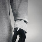 Heather gray long-sleeve T-shirt sleeve and cuff detail