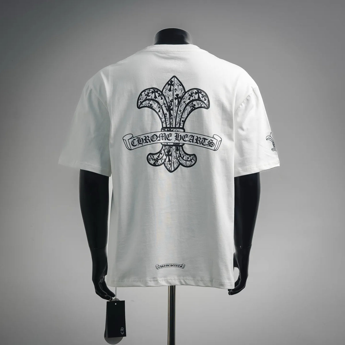 Chrome Hearts white short-sleeve T-shirt with large back fleur-de-lis logo print