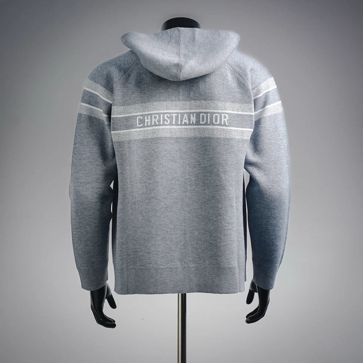 Dior gray zip-front hoodie with rear hood and CHRISTIAN DIOR logo
