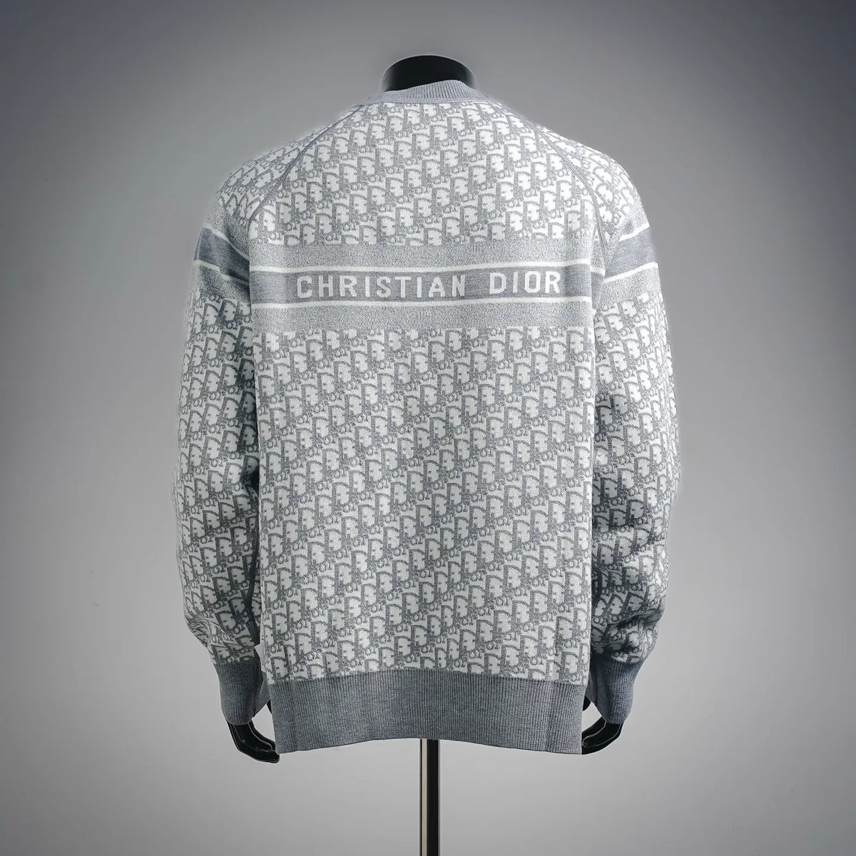 Dior long-sleeve sweater with back monogram print and “CHRISTIAN DIOR” logo band
