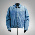 Light blue Dior denim zip-up jacket with stand collar and chest patch pocket