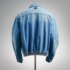 Light blue Dior denim jacket, back view, ribbed hem and cuffs