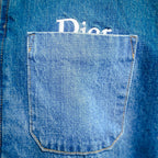 Front chest pocket on light blue Dior denim jacket