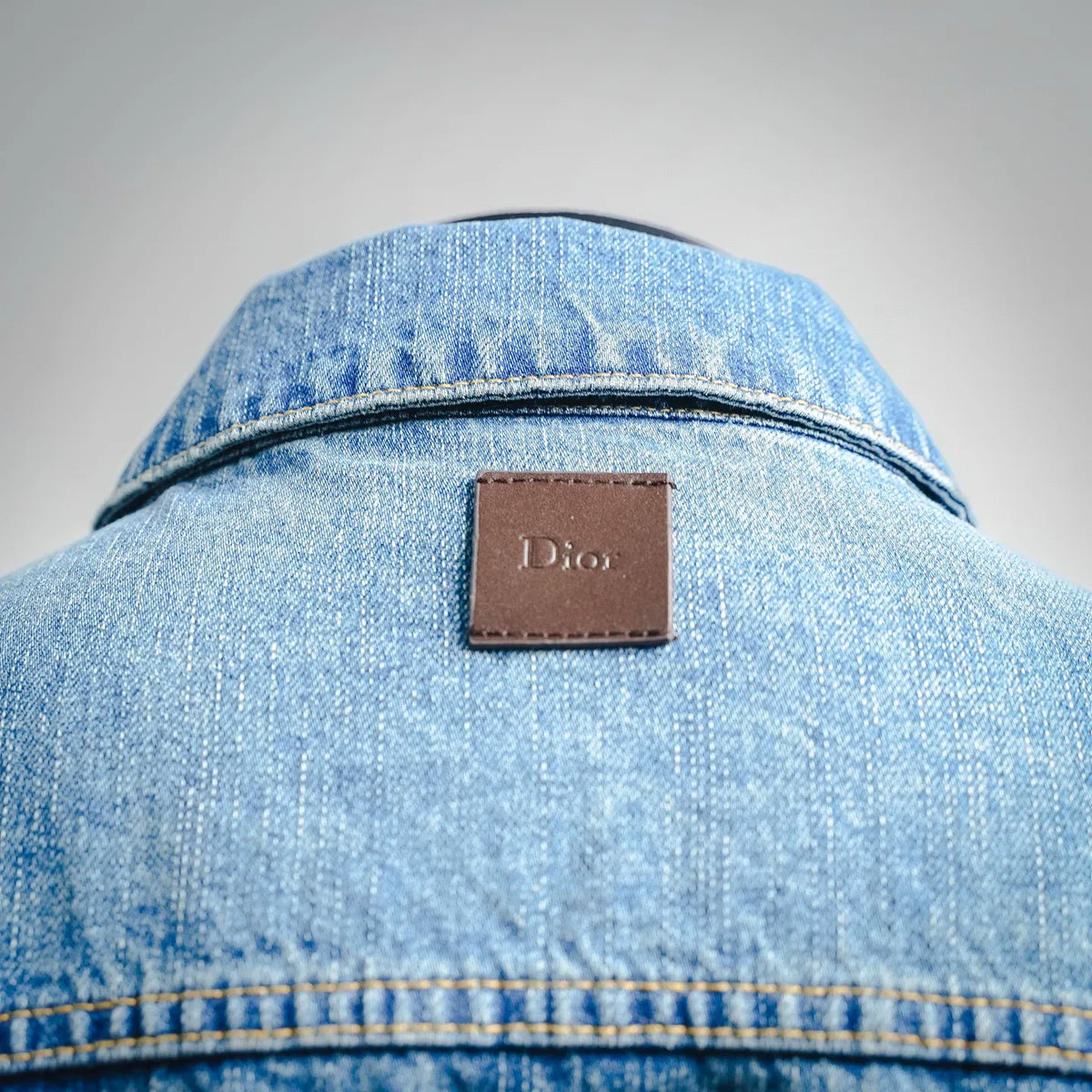 Light blue Dior denim jacket back collar label