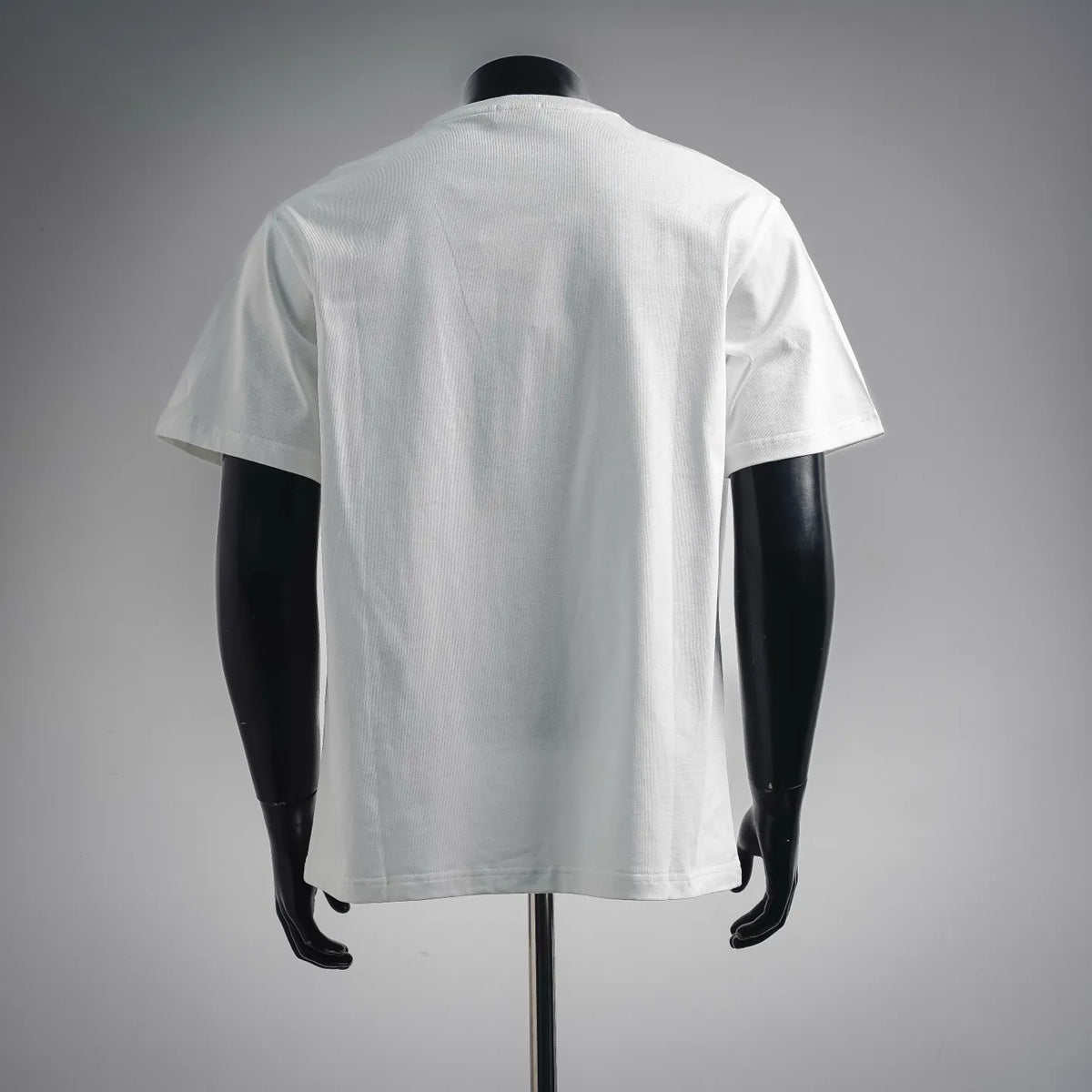 White crewneck short-sleeve T-shirt, plain back view