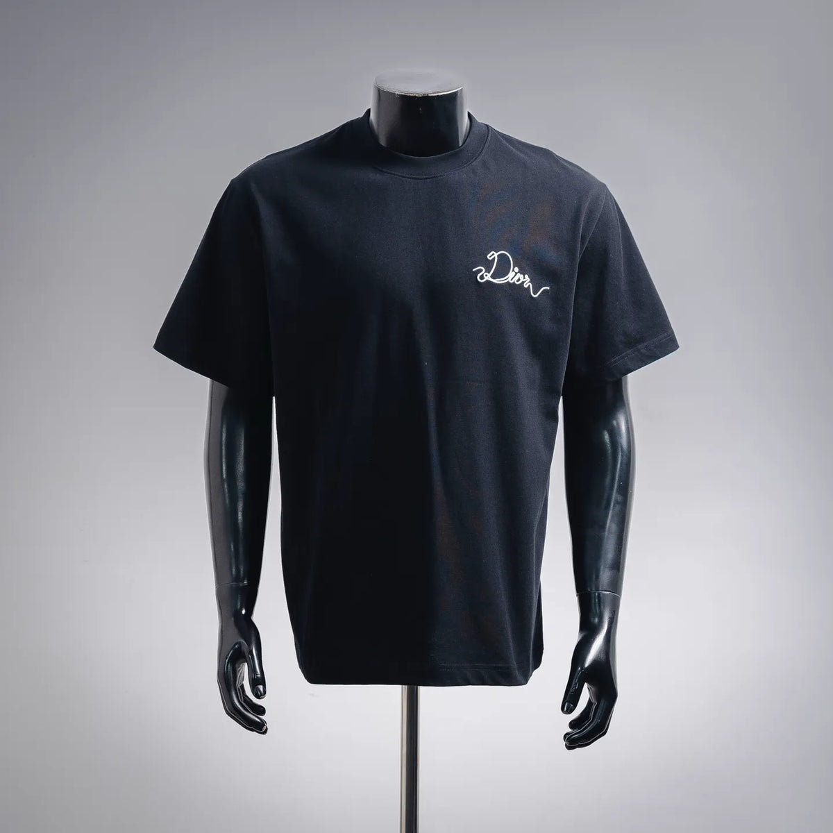 Dior short-sleeve T-shirt, dark blue with small front script logo