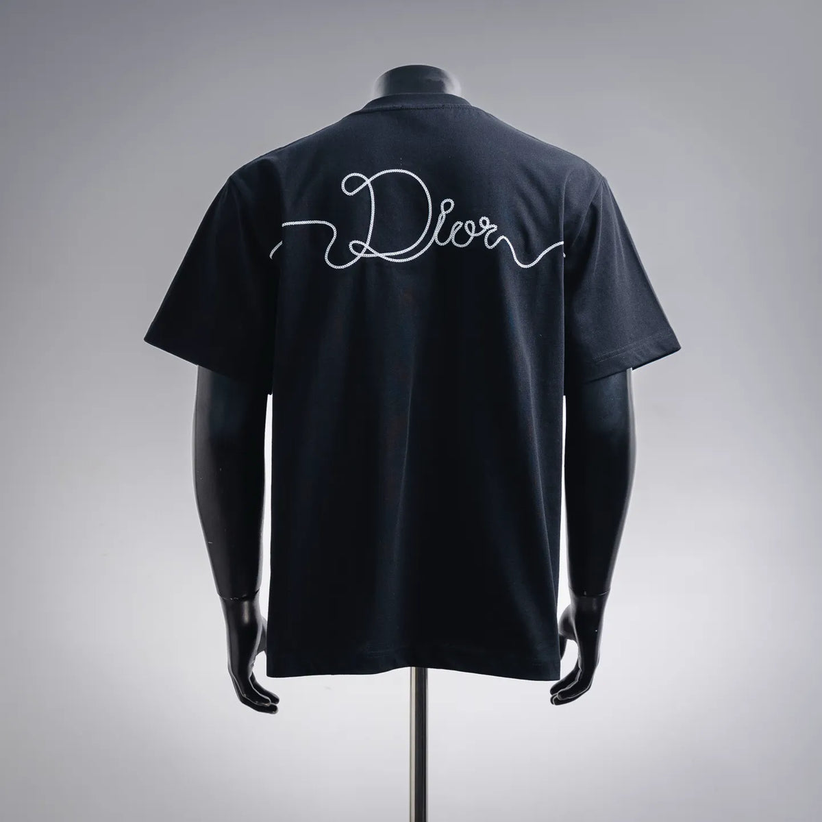 Dior short-sleeve T-shirt, dark blue with large back script logo