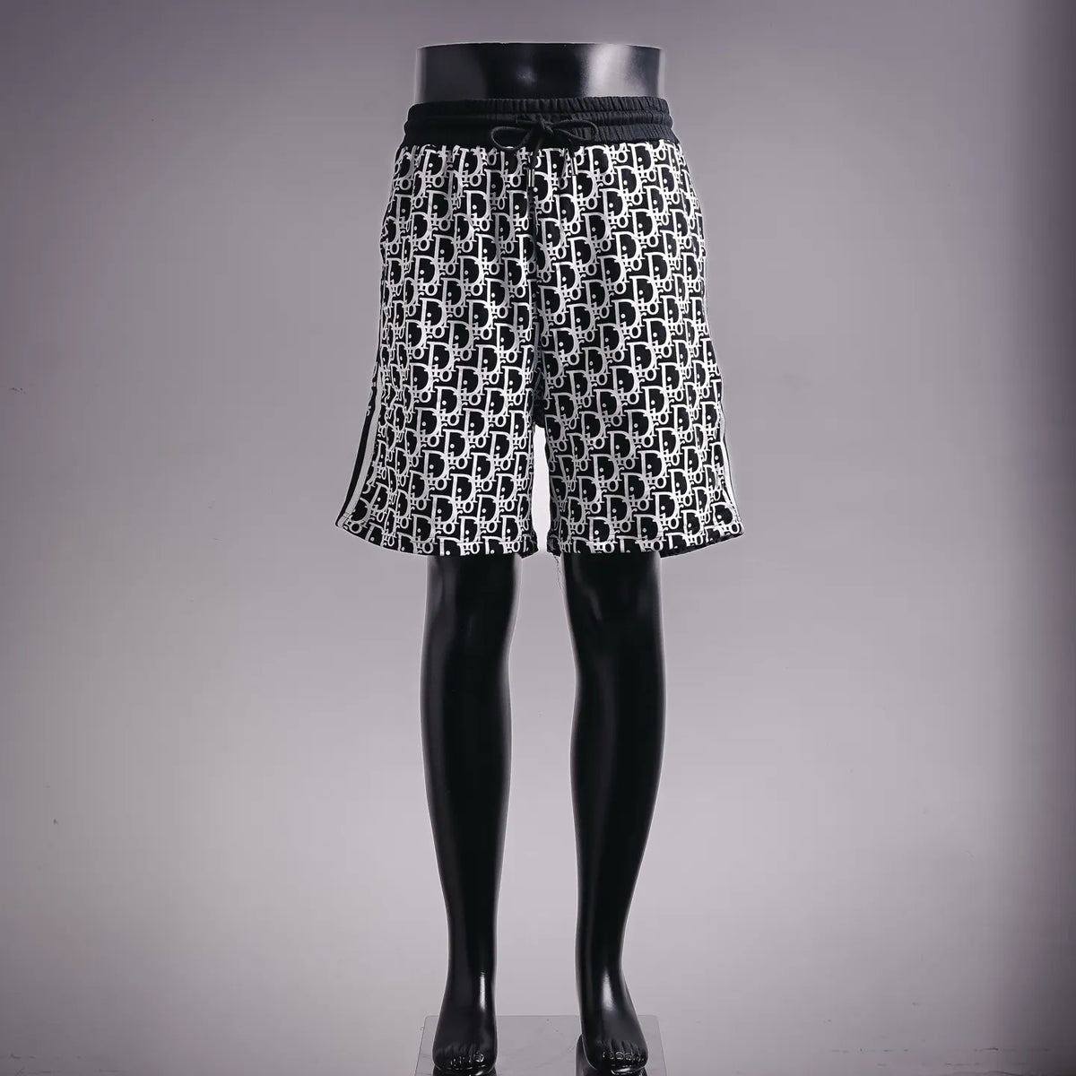 Dior patterned shorts with elastic waistband, black and white logo print