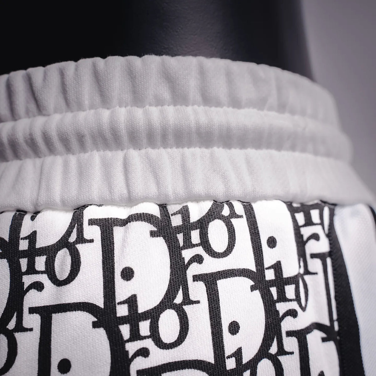 Dior logo-print waistband with gathered elastic and repeat pattern fabric